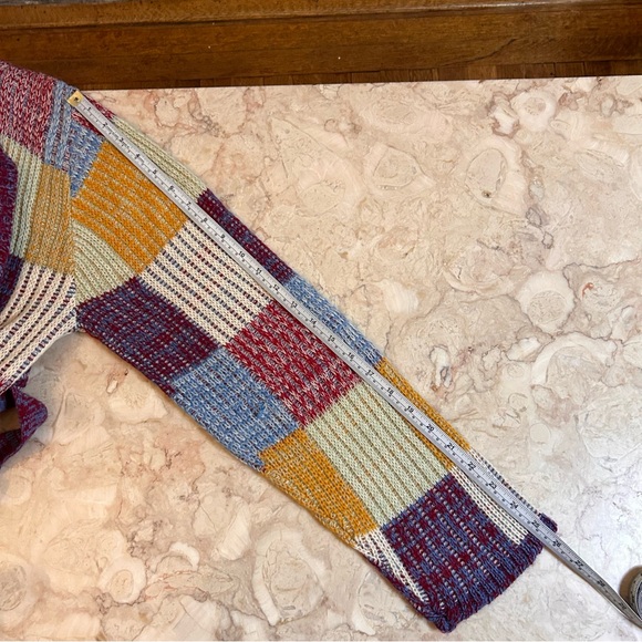 Vintage 70s Man Fare Men’s Patchwork Acrylic Cardigan Sweater Size Large - Picture 7 of 10